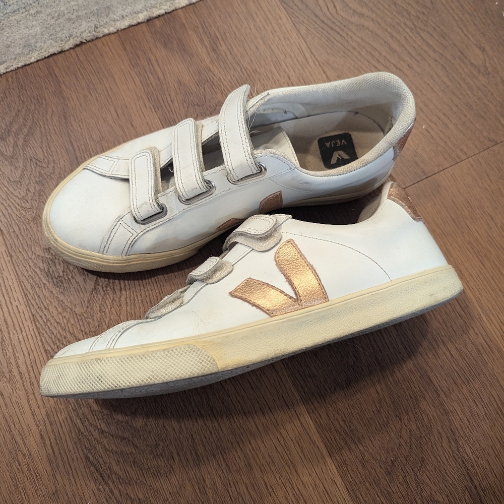 Rose Gold + White Veja Sneakers size 9
